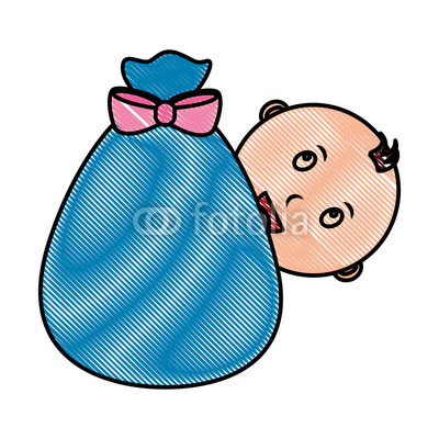 400x400 Cute Baby Wrapped In Blanket With Bow Decoration Vector