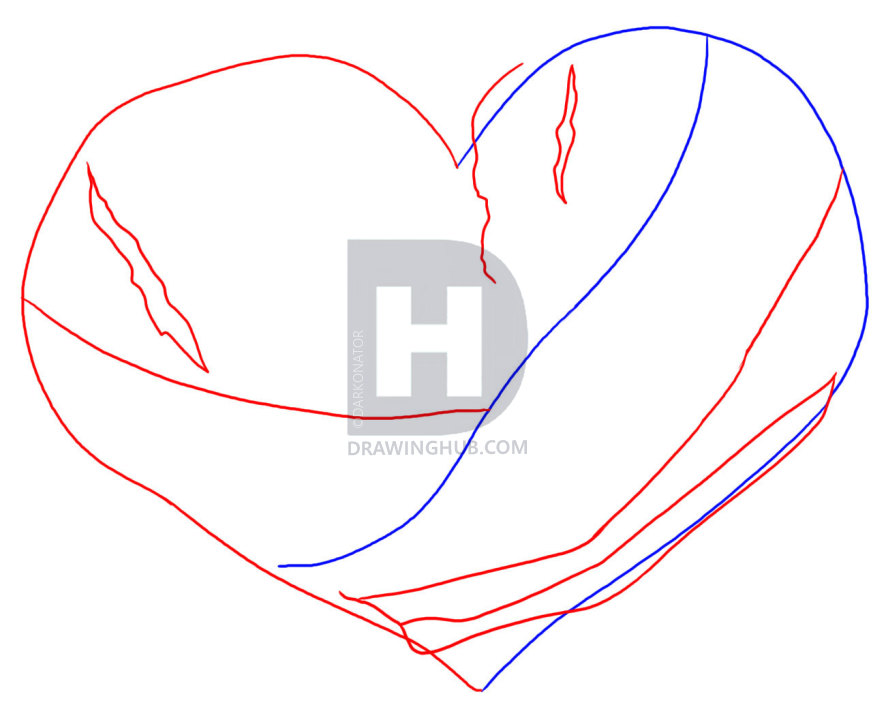 886x720 how to draw a bleeding heart, step