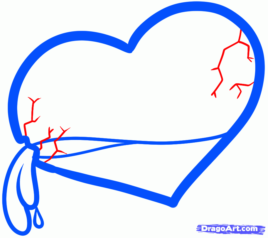 913x811 How To Draw A Shattered Heart, Glass Heart, Step