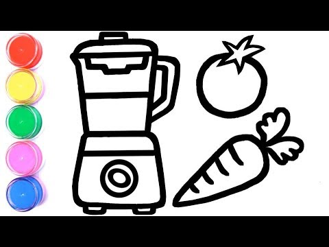 480x360 Drawing And Coloring Watercolor Blender And Tomato, Carrot Fruits