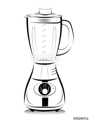373x500 Drawing Black And White Kitchen Blender Vector Illustration