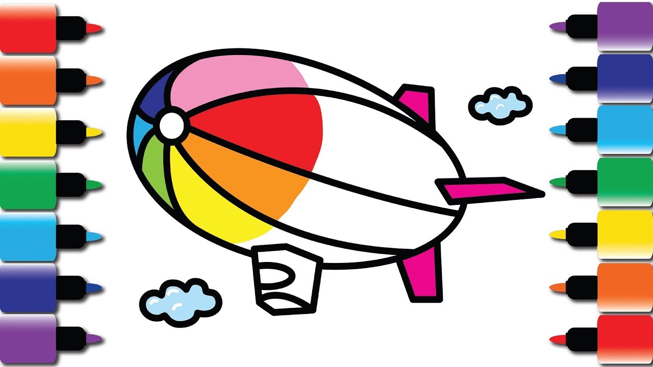 1280x720 how to draw hot air balloon, airship