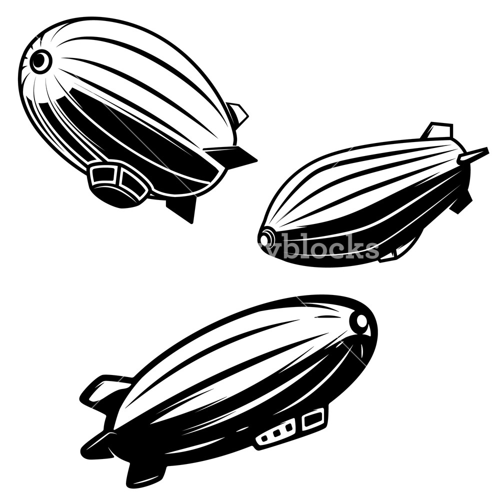 1000x1000 Set Of Aerostat Illustrations On White Background Airships
