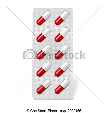 450x470 pill blister with gel capsules illustration on white