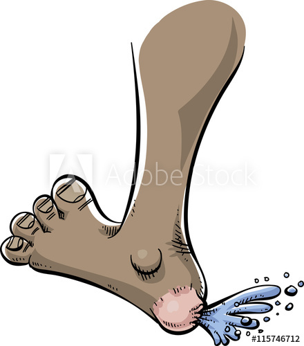 440x500 a large, cartoon blister on a person's heel pops and releases