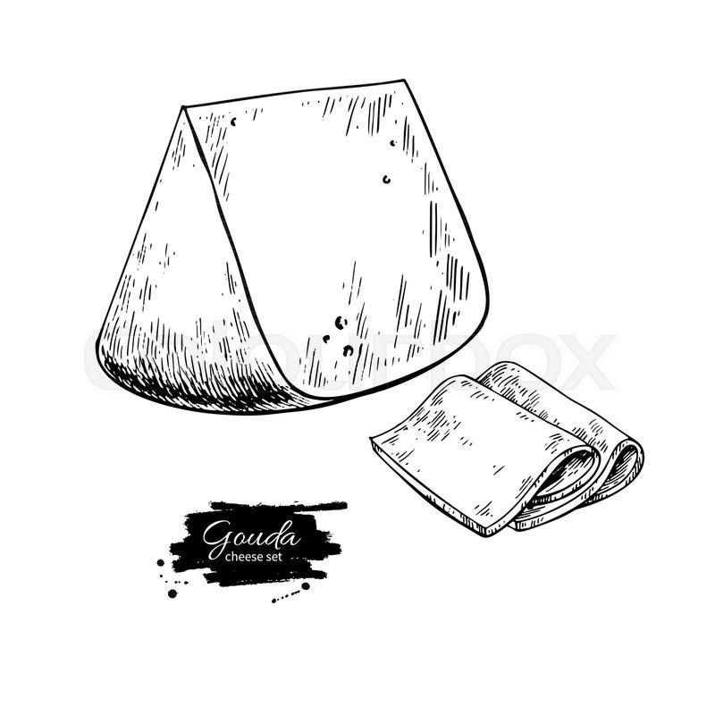 800x800 Gouda Cheese Block Drawing Vector Stock Vector Colourbox