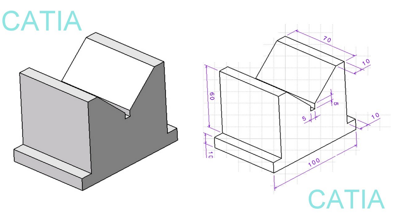 1280x720 angle v block catia part design catia practice models