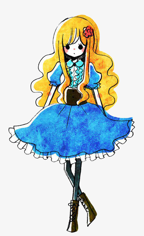 500x820 Blonde Girl Blue Princess Dress Rose, Rose Clipart, Princess