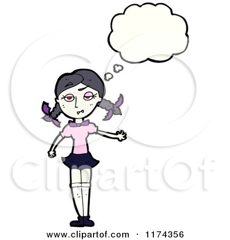 450x470 cartoon of a blonde girl with pigtails with a conversation bubble
