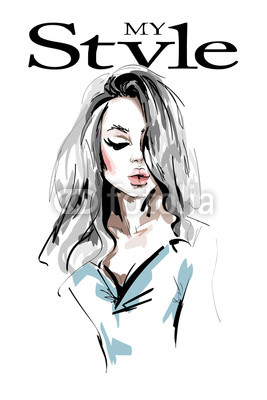 267x400 Hand Drawn Beautiful Young Blonde Hair Woman Stylish Elegant Girl