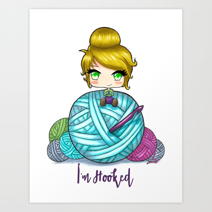 700x700 I'm Hooked Crochet Girl Hooker, Blonde Hair Art Print