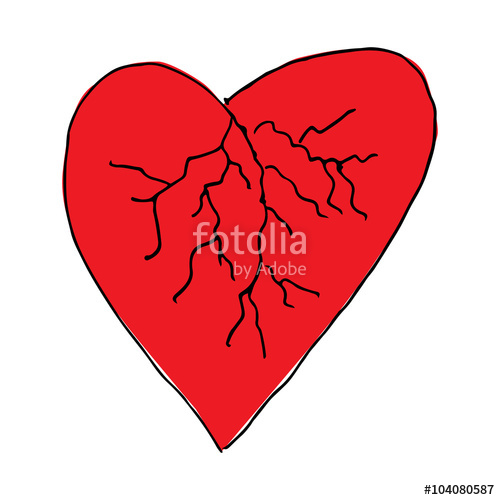 500x500 Red Love Heart Blood Vessels Doodle Hand Drawing Vector Stock