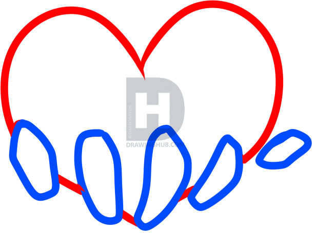 612x455 How To Draw A Bloody Heart, Step