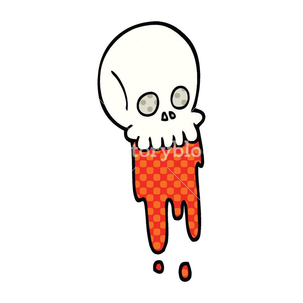 1000x1000 Comic Book Style Cartoon Blood Dripping Skull Royalty Free Stock
