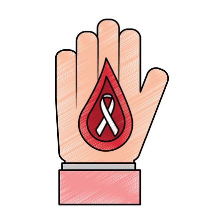 450x450 Hand With Drop Blood And Ribbon Medical Vector Illustration