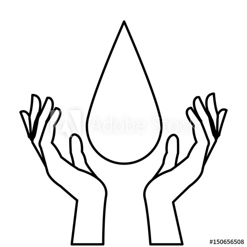 500x500 Hands With Blood Drop Donation Campaign Line Vector Illustration