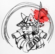 190x187 cute samurai cat with sword and blood splatter maternity t shirt