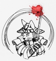 190x207 Samurai Cat With Sword And Blood Spatter Mouse Pad Spreadshirt