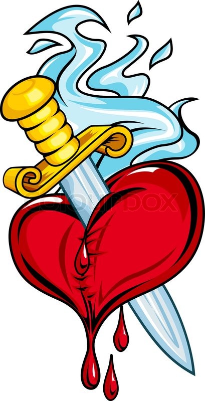 409x800 Heart With Sword And Blood For Tattoo Stock Vector Colourbox