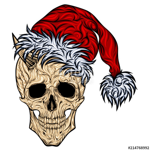 500x500 Skull Of Santa Claus With Horns And A Red Cap Stock Image