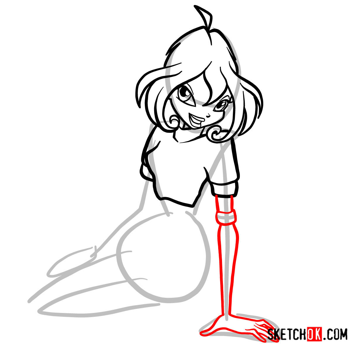 1200x1200 How To Draw Bloom Fire Fairy Sitting And Smiling