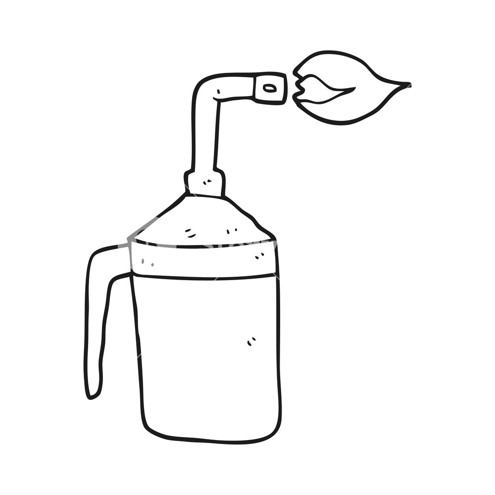 1000x1000 Freehand Drawn Black And White Cartoon Blow Torch Royalty Free