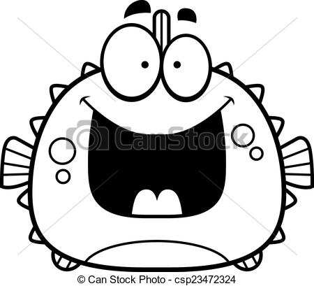 450x409 happy little blowfish a cartoon illustration of a blowfish