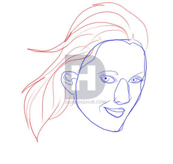 573x541 Learn How To Draw Drew Barrymore, Step