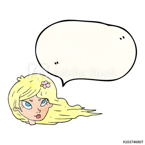 500x500 Speech Bubble Textured Cartoon Woman With Blowing Hair