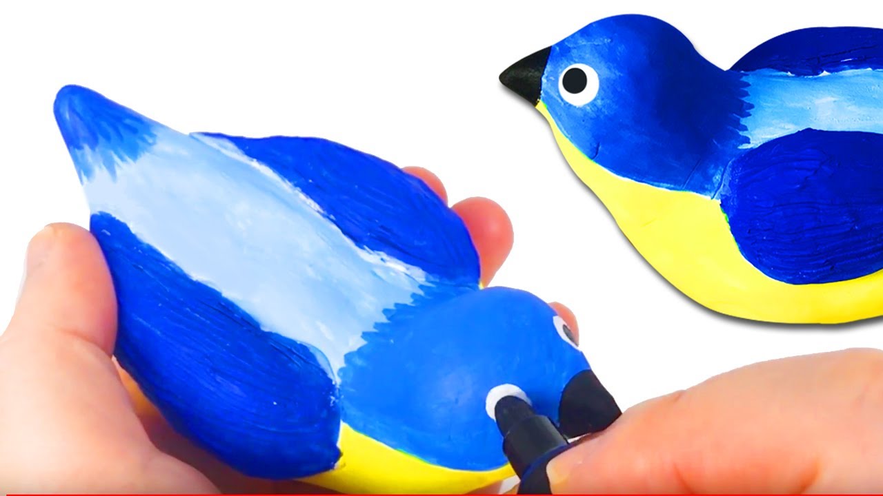 1280x720 Clay Art Blue Bird Making Drawing Coloring