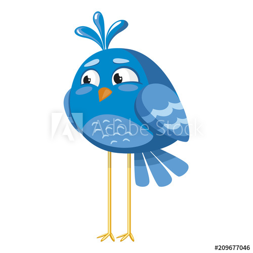 500x500 Blue Bird On Long Legs Illustration Of The Character Pretty Bird
