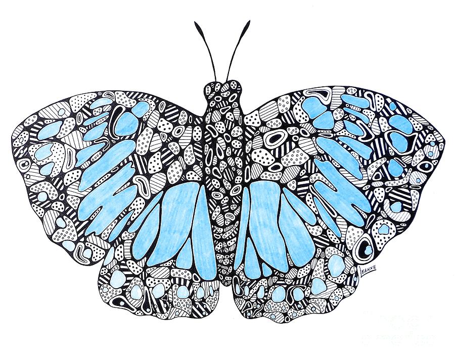 900x719 Blue Butterfly Drawing