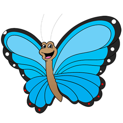 250x250 Cartoon Butterfly Step