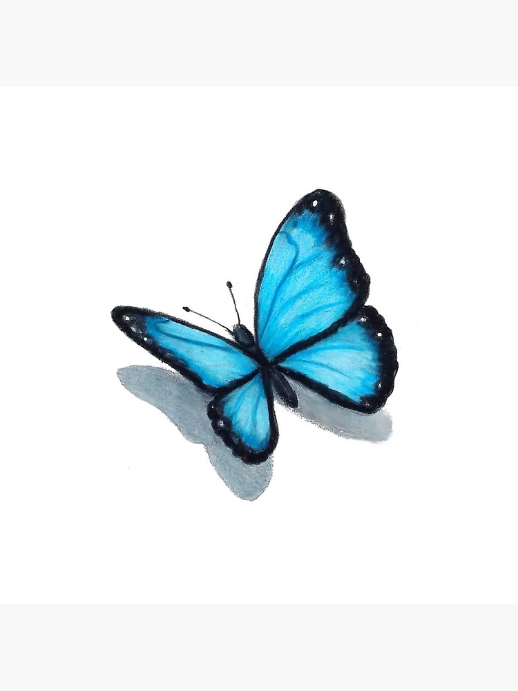 750x1000 Blue Butterfly, Colour Pencil Drawing, Art Tote Bag