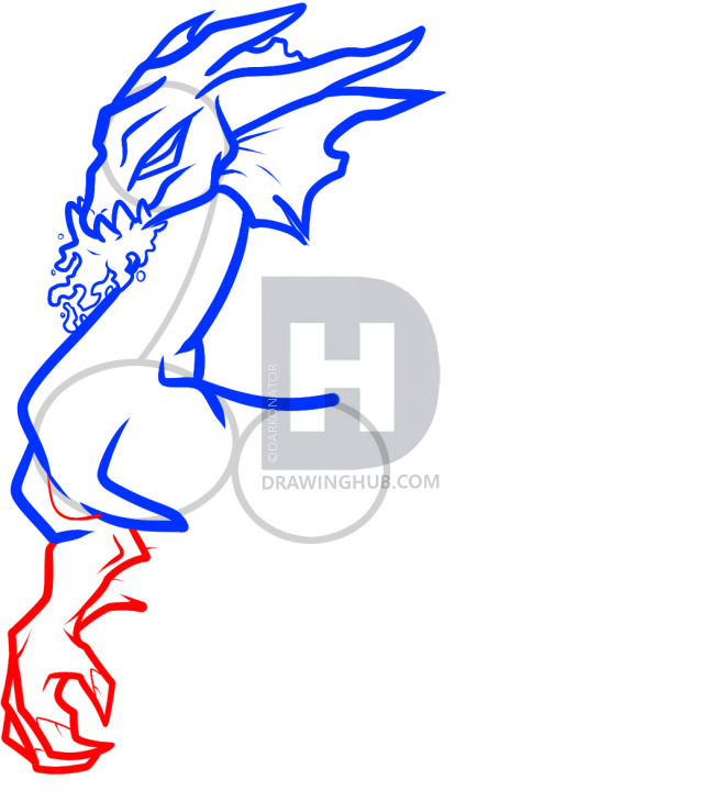 647x720 How To Draw A Water Dragon, Blue Dragon, Step