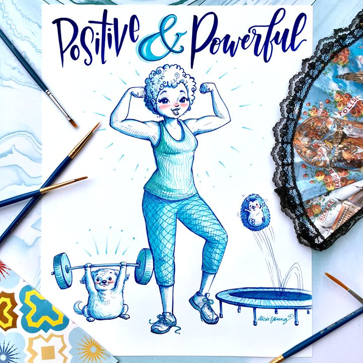 720x720 Positive And Powerful!, Blue Staging