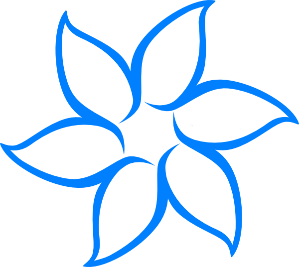 600x536 Blue Flower Outline Clip Art