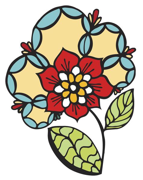 475x600 Coral Orange Blue Flower Drawing Vinyl Decal Sticker Shinobi