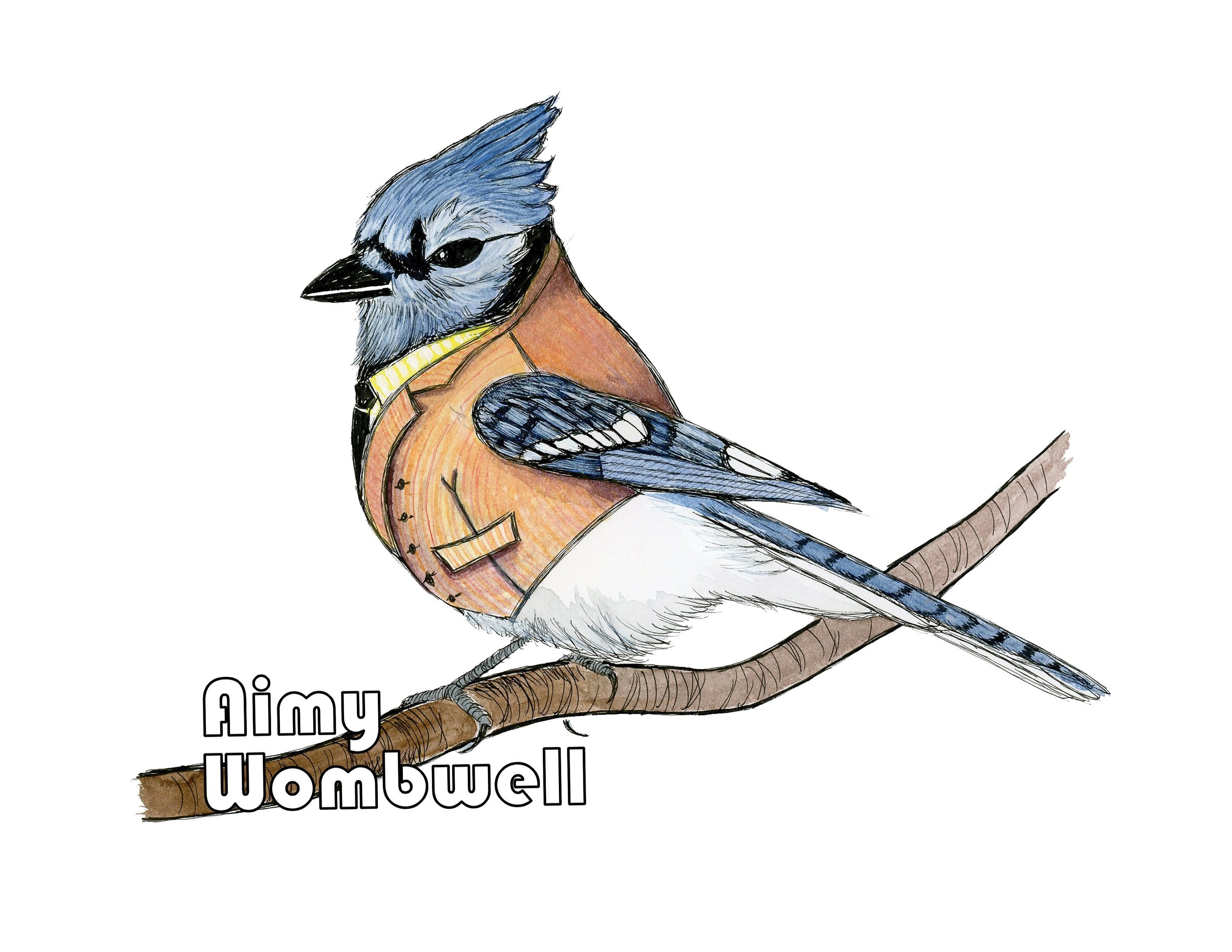 3000x2318 Inktober The Mister Blue Jay Bird Man Art Print Artwork Etsy