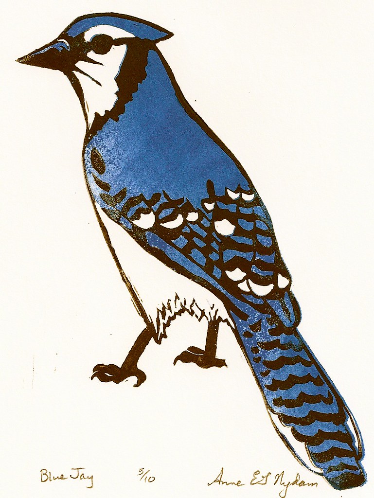 769x1024 blue jay block print this is a simple two step reduction