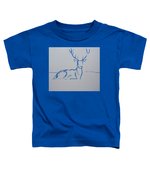 150x180 Stag With Antlers Lying Down Blue Line Drawing Drawing