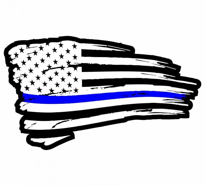 700x638 Thin Blue Line Distressed Wavy Flag Decal