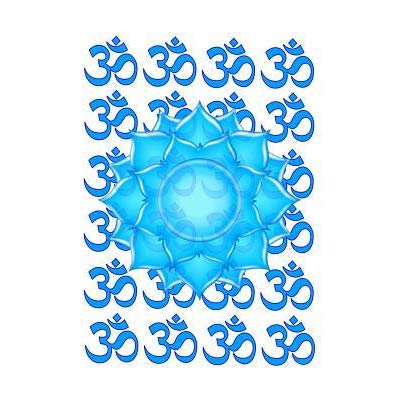 400x400 Blue Glass Lotus Flower Drawing With Om Pattern