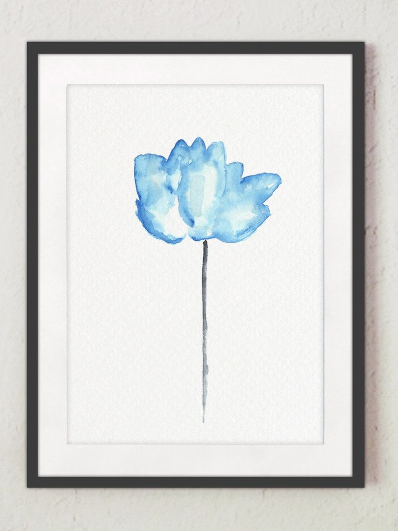 794x1059 Blue Lotus Flower Watercolor Painting Abstract Flowers Art Etsy