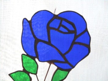 352x264 Stained Glass Blue Rose Trade Me