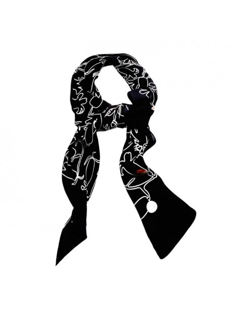 465x620 Luxury Silk Scarf Monochrome Bluebell Drawing Atterley