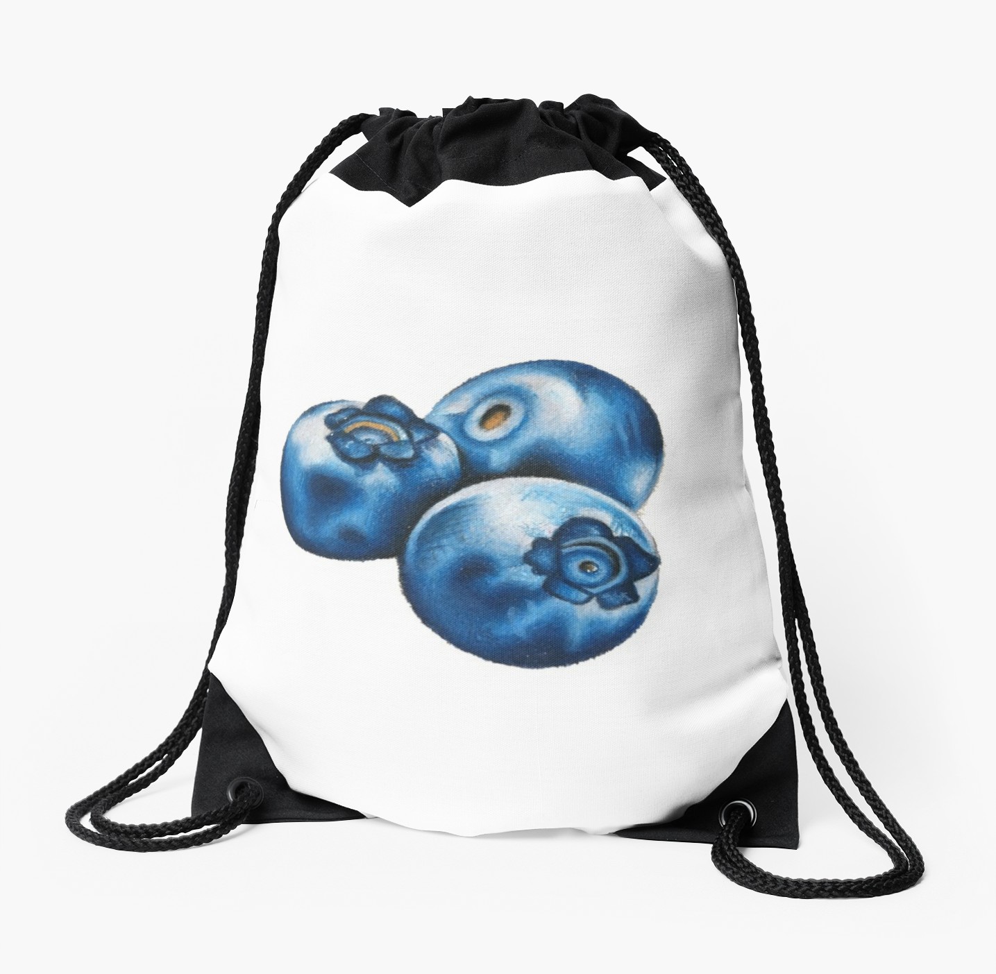 1435x1404 blueberries drawing drawstring bag