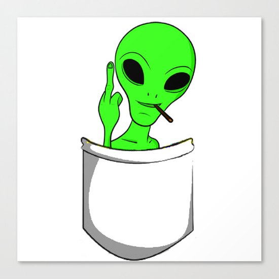 550x550 alien in a pocket smoking weed blunt canvas print