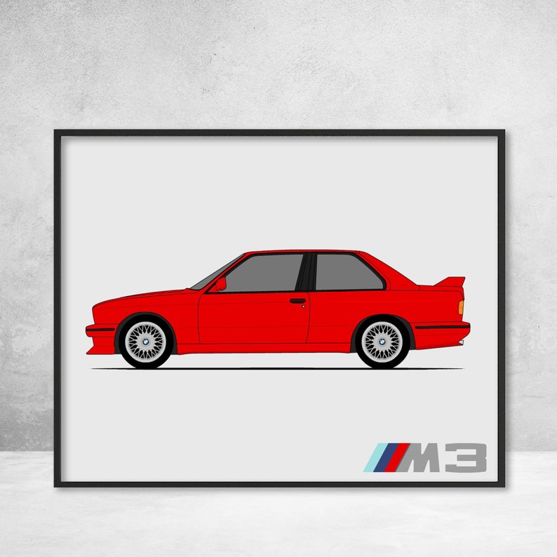 794x794 Bmw Side Profile View Poster Print Series Wall Art Etsy