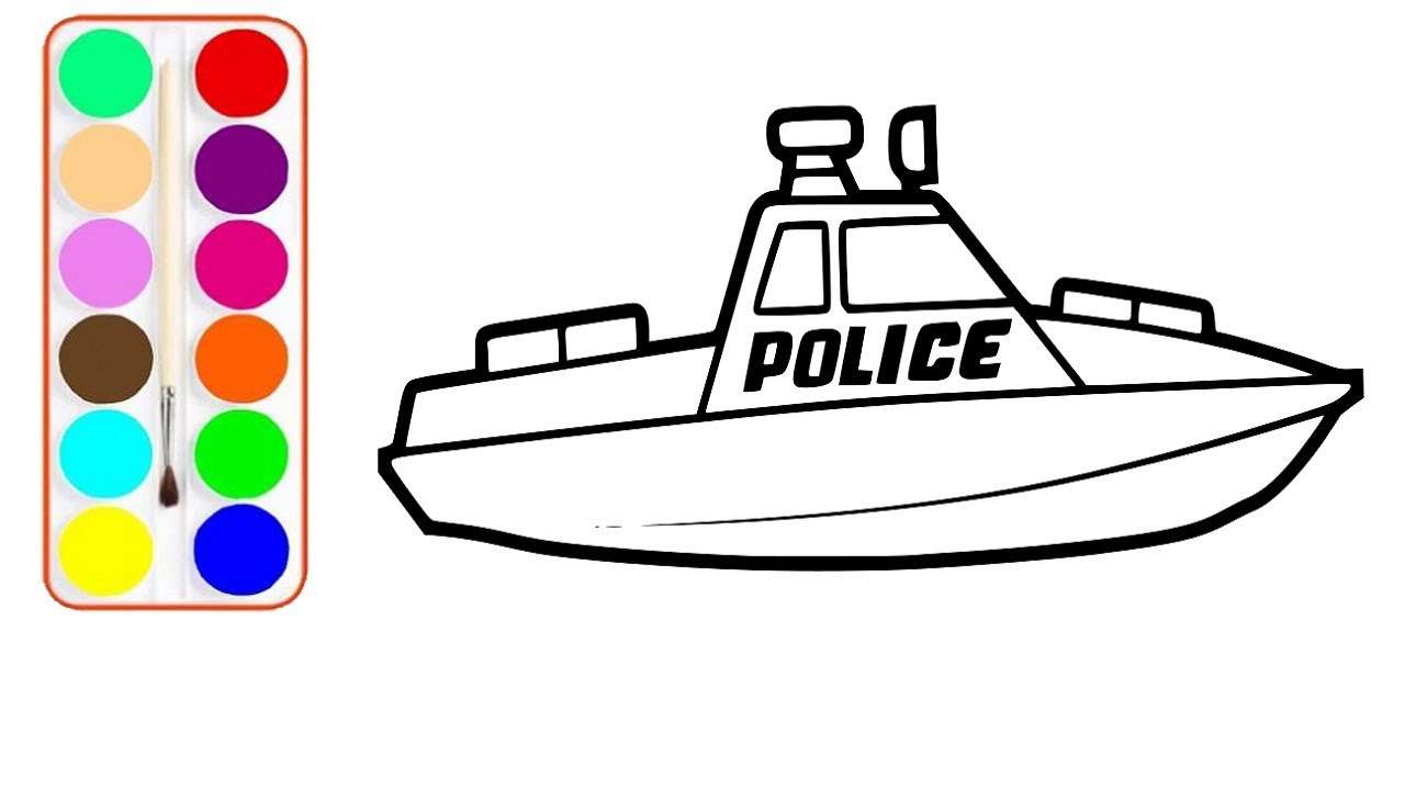 1280x720 speed boat drawing and coloring police speed boat coloring pages